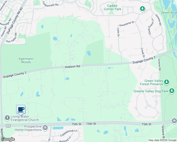 map of restaurants, bars, coffee shops, grocery stores, and more near 23W730 Hobson Road in Naperville