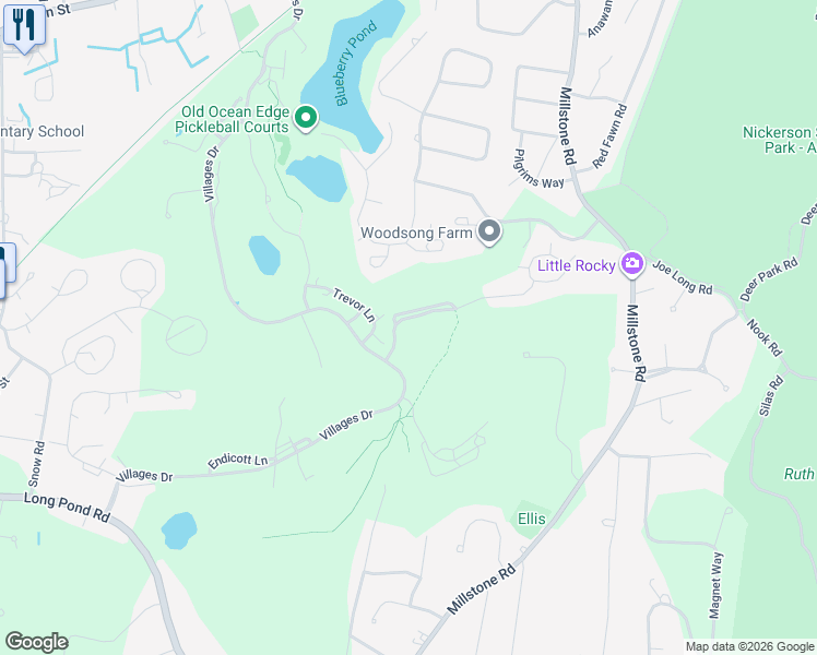 map of restaurants, bars, coffee shops, grocery stores, and more near 157 Fletcher Lane in Brewster