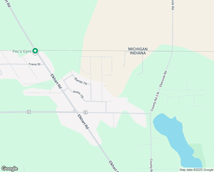 map of restaurants, bars, coffee shops, grocery stores, and more near Salt Lick Trail in Elkhart County