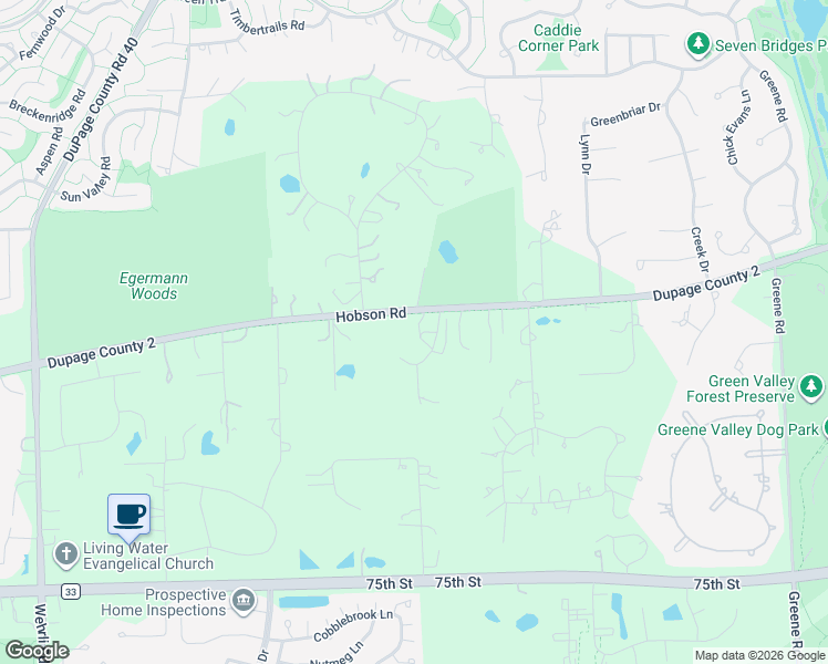 map of restaurants, bars, coffee shops, grocery stores, and more near 735 Southern DuPage County Regional Trail in Naperville