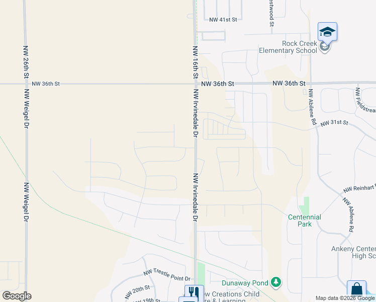 map of restaurants, bars, coffee shops, grocery stores, and more near 3002 Northwest 29th Street in Ankeny