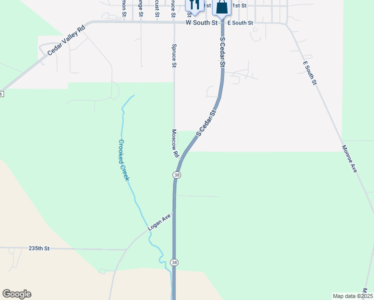 map of restaurants, bars, coffee shops, grocery stores, and more near 1305 South Cedar Street in Tipton