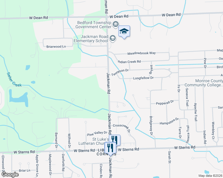 map of restaurants, bars, coffee shops, grocery stores, and more near 7790 Jackman Road in Temperance