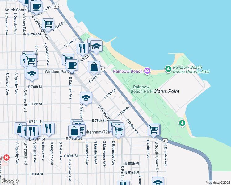 map of restaurants, bars, coffee shops, grocery stores, and more near in Chicago