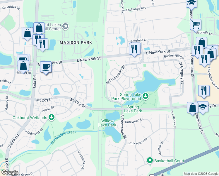 map of restaurants, bars, coffee shops, grocery stores, and more near 247 Half Moon Circle in Aurora