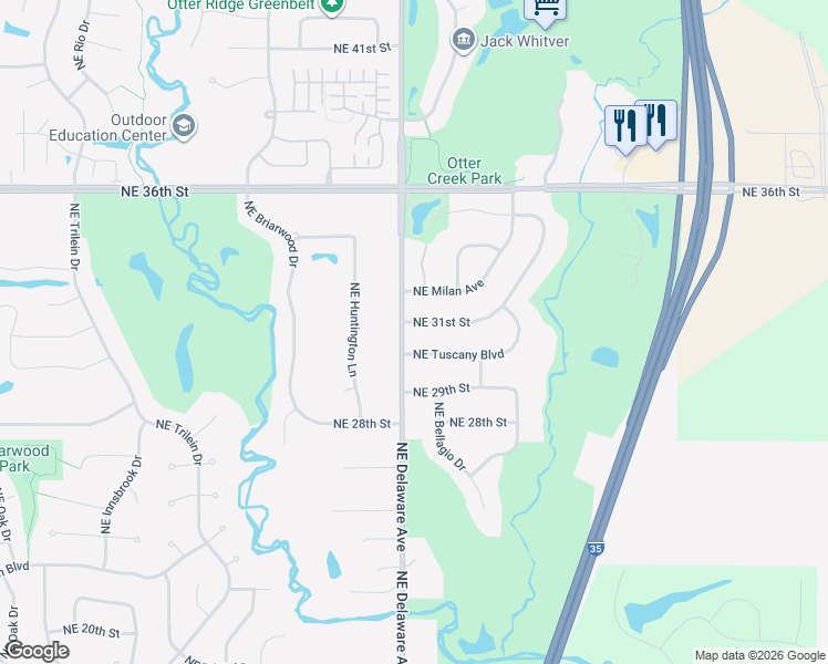 map of restaurants, bars, coffee shops, grocery stores, and more near 1105 NE 31st St in Ankeny