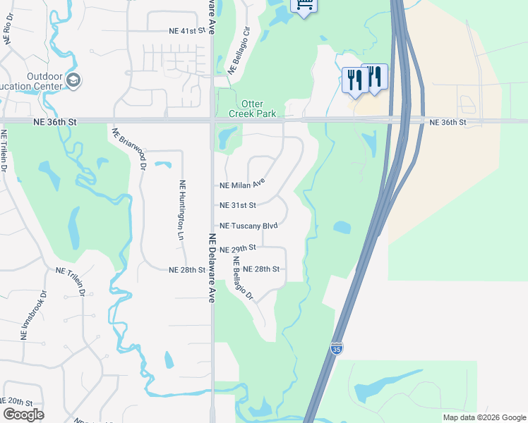 map of restaurants, bars, coffee shops, grocery stores, and more near 1229 Northeast 31st Street in Ankeny