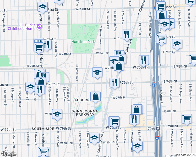 map of restaurants, bars, coffee shops, grocery stores, and more near in Chicago