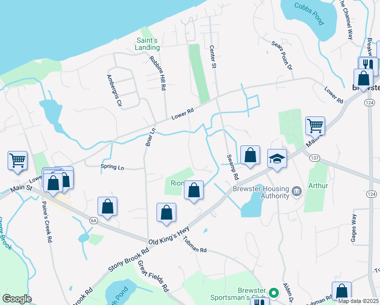 map of restaurants, bars, coffee shops, grocery stores, and more near 77 Fiddlers Lane in Brewster