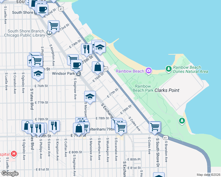 map of restaurants, bars, coffee shops, grocery stores, and more near in Chicago