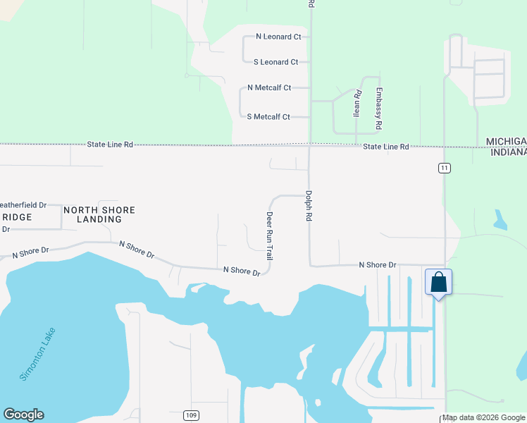 map of restaurants, bars, coffee shops, grocery stores, and more near 50735 Deer Run Trail in Elkhart