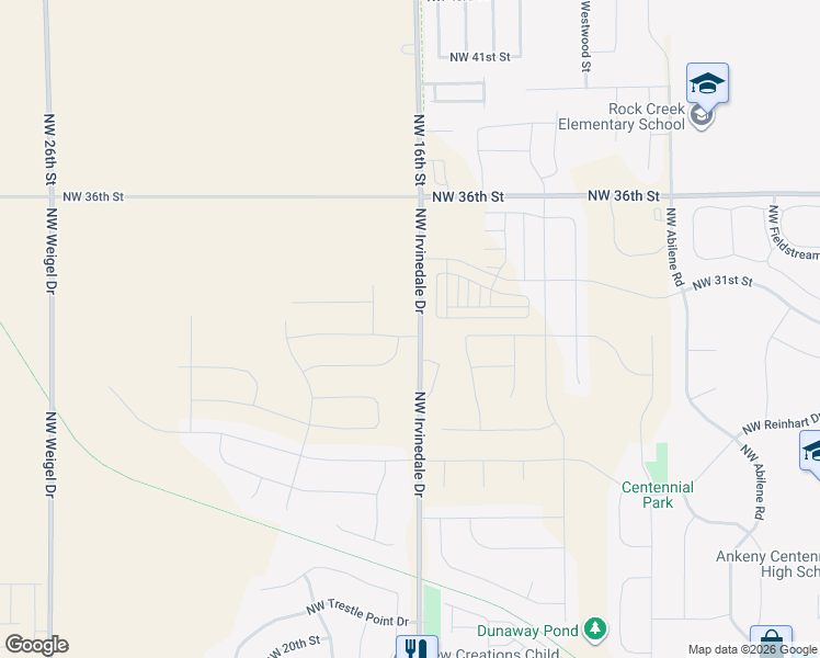 map of restaurants, bars, coffee shops, grocery stores, and more near 3002 Northwest 29th Street in Ankeny