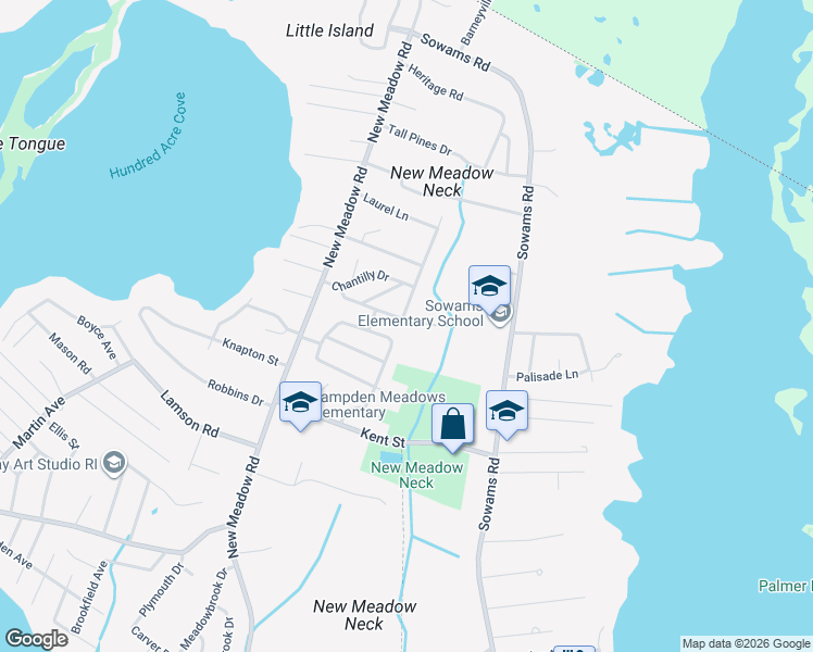 map of restaurants, bars, coffee shops, grocery stores, and more near 19 Briarwood Drive in Barrington