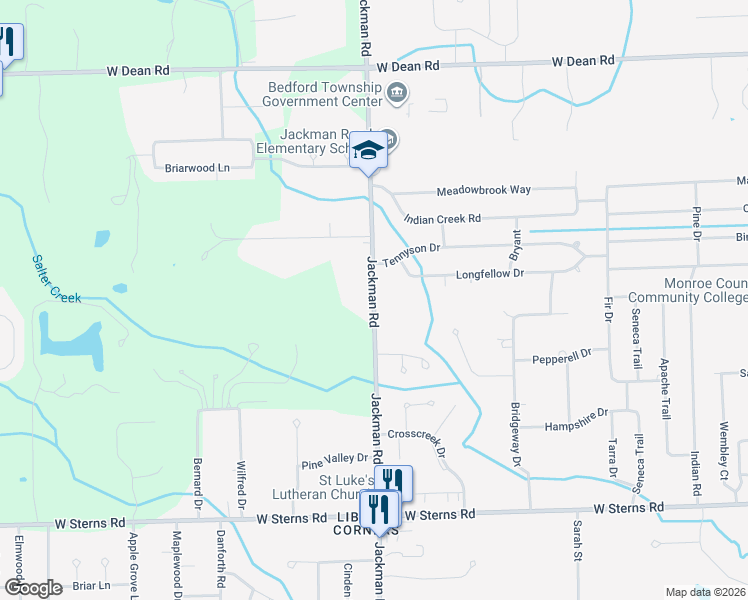 map of restaurants, bars, coffee shops, grocery stores, and more near 7790 Jackman Road in Temperance