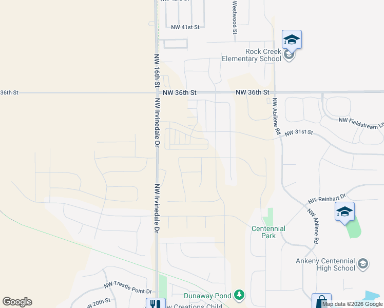 map of restaurants, bars, coffee shops, grocery stores, and more near 2903 Northwest 31st Street in Ankeny