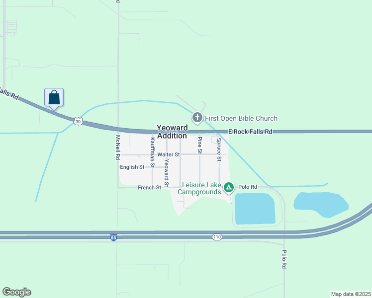 map of restaurants, bars, coffee shops, grocery stores, and more near 2103 Walter Street in Rock Falls