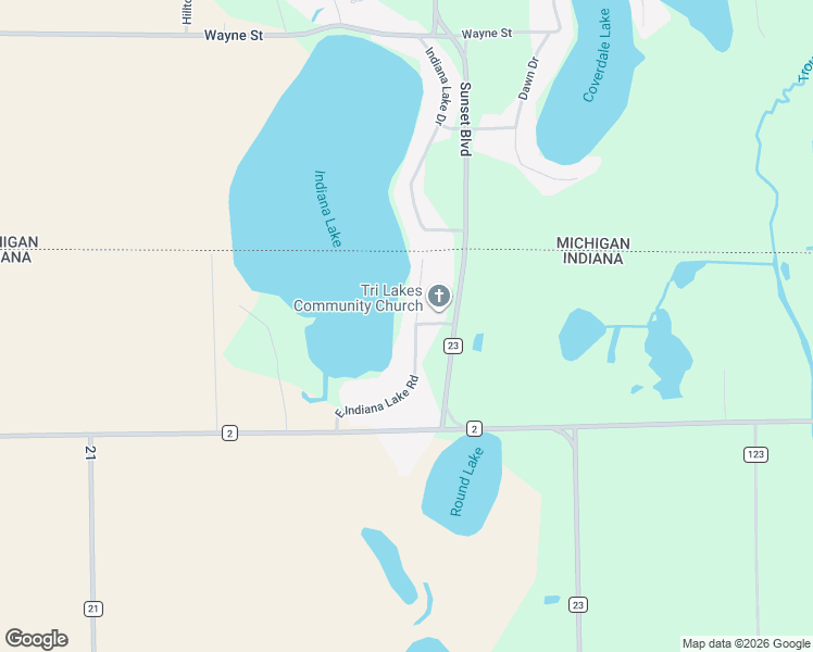 map of restaurants, bars, coffee shops, grocery stores, and more near 50697 East Indiana Lake Road in Bristol