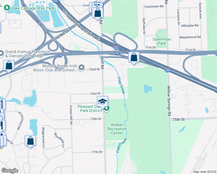 map of restaurants, bars, coffee shops, grocery stores, and more near 11142 Indian Woods Drive in Indian Head Park