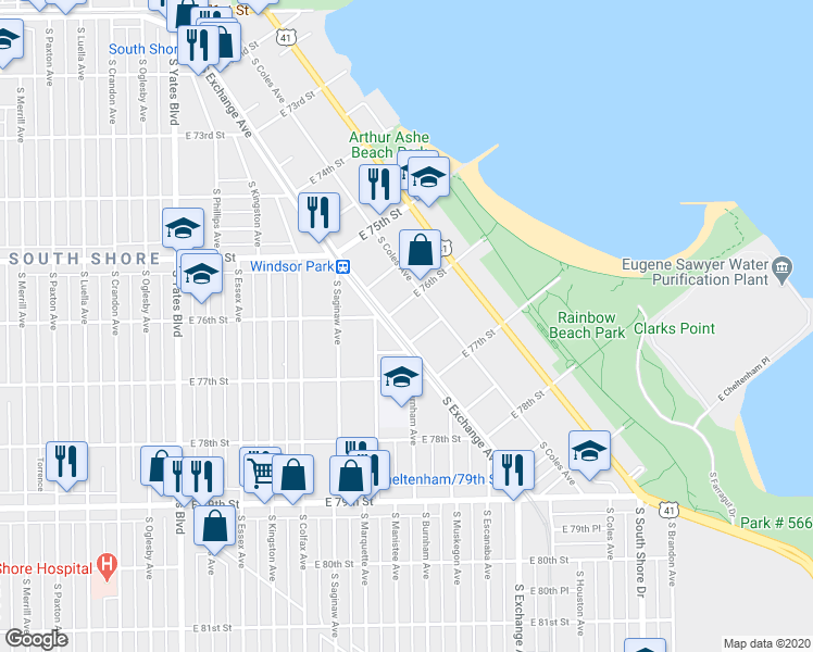 map of restaurants, bars, coffee shops, grocery stores, and more near in Chicago