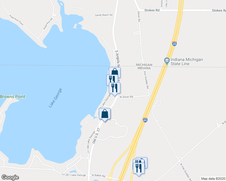 map of restaurants, bars, coffee shops, grocery stores, and more near 35 Ln 130A Lake George in Fremont