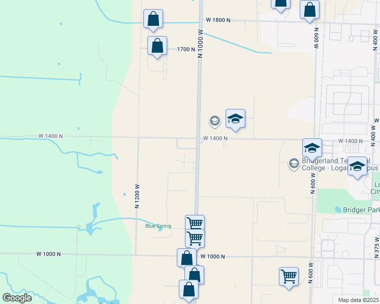 map of restaurants, bars, coffee shops, grocery stores, and more near 1034 1380 North in Logan