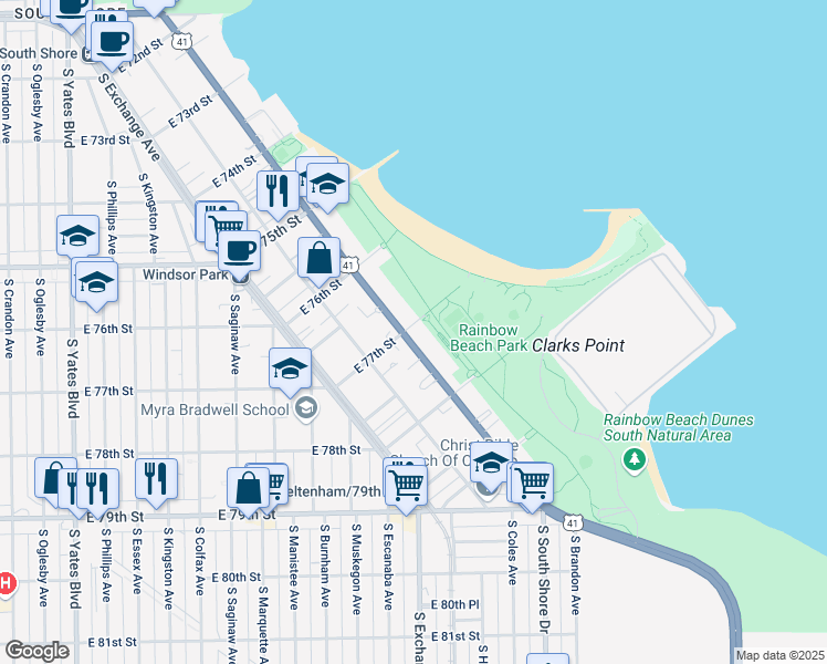 map of restaurants, bars, coffee shops, grocery stores, and more near in Chicago