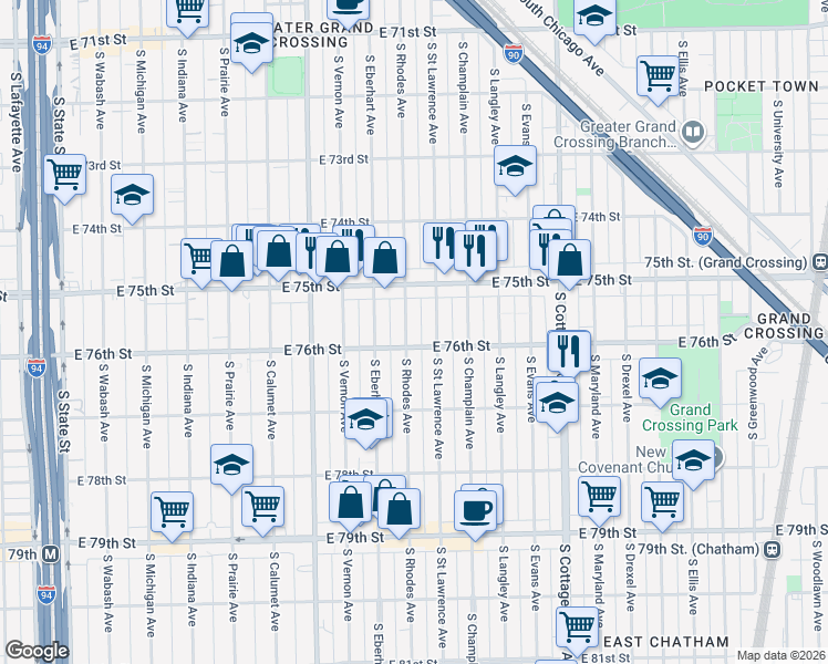 map of restaurants, bars, coffee shops, grocery stores, and more near in Chicago