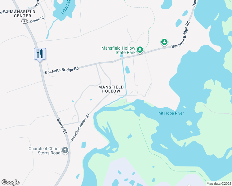 map of restaurants, bars, coffee shops, grocery stores, and more near 111 Mansfield Hollow Road in Mansfield