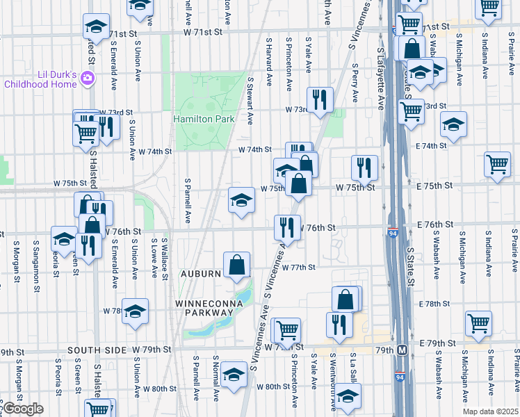map of restaurants, bars, coffee shops, grocery stores, and more near in Chicago