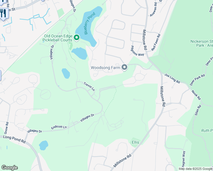 map of restaurants, bars, coffee shops, grocery stores, and more near 82A Fletcher Lane in Brewster