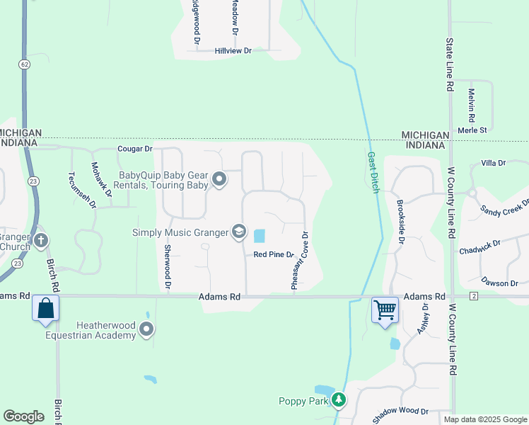 map of restaurants, bars, coffee shops, grocery stores, and more near 10698 Fawn Woods Ct in Granger