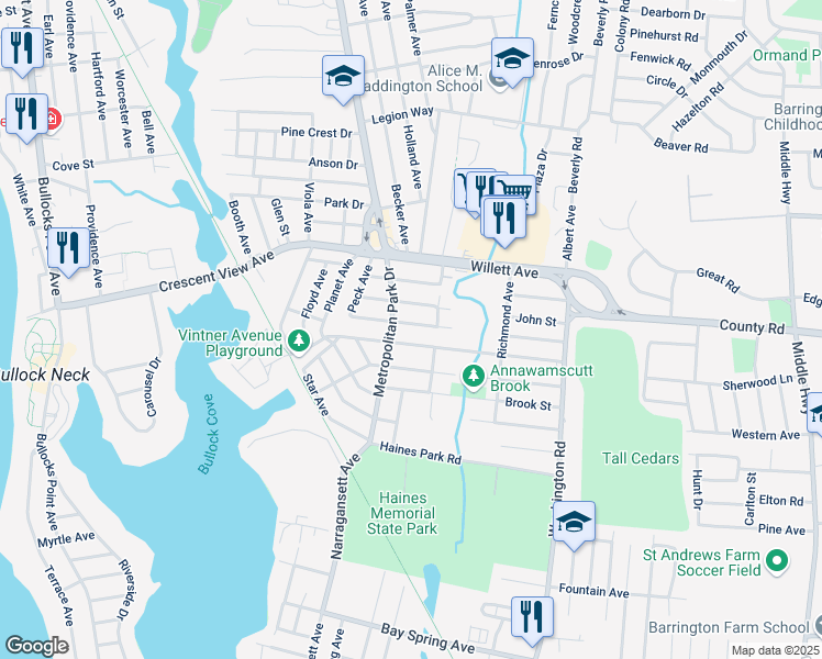 map of restaurants, bars, coffee shops, grocery stores, and more near in 