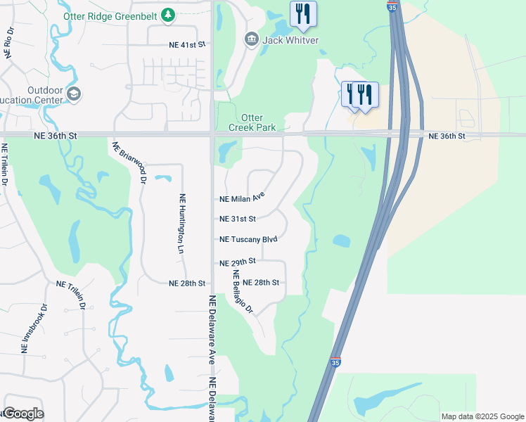 map of restaurants, bars, coffee shops, grocery stores, and more near 1229 Northeast 31st Street in Ankeny