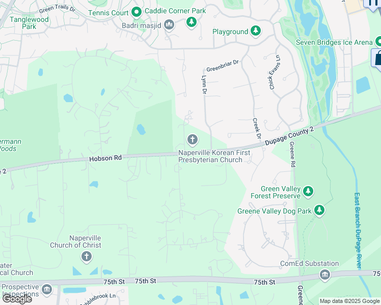 map of restaurants, bars, coffee shops, grocery stores, and more near Hobson Road in DuPage County