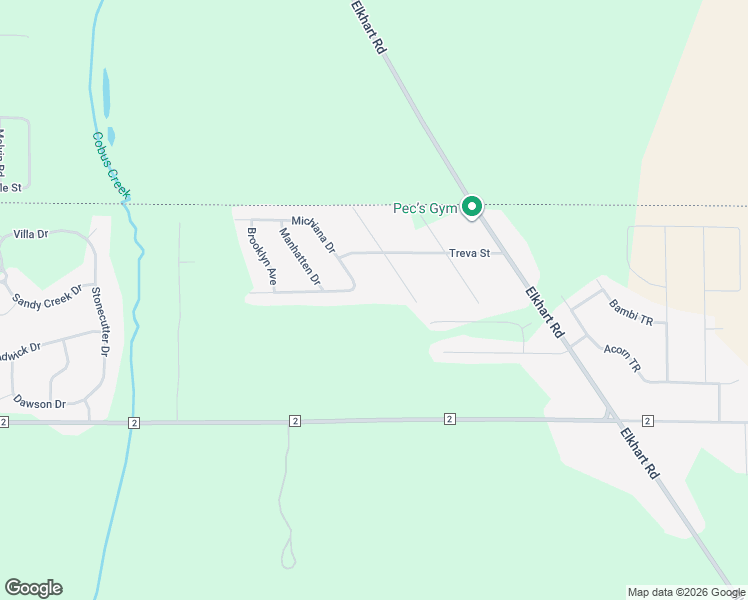 map of restaurants, bars, coffee shops, grocery stores, and more near 30100 Chevy Chase Drive in Elkhart