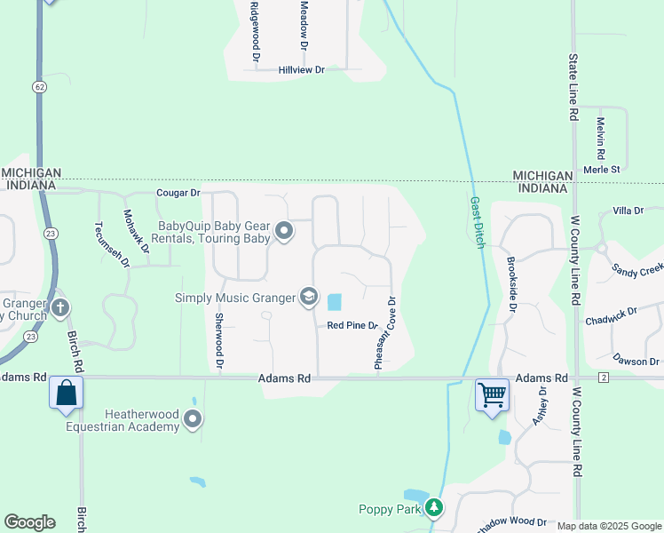 map of restaurants, bars, coffee shops, grocery stores, and more near 10698 Fawn Woods Ct in Granger