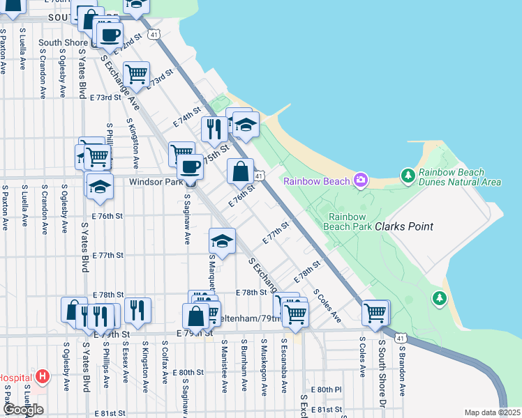 map of restaurants, bars, coffee shops, grocery stores, and more near in Chicago