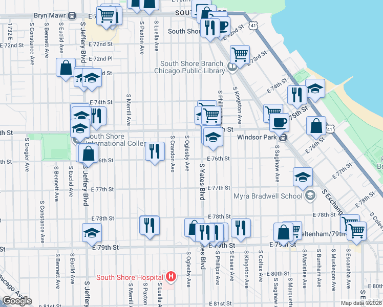 map of restaurants, bars, coffee shops, grocery stores, and more near in Chicago