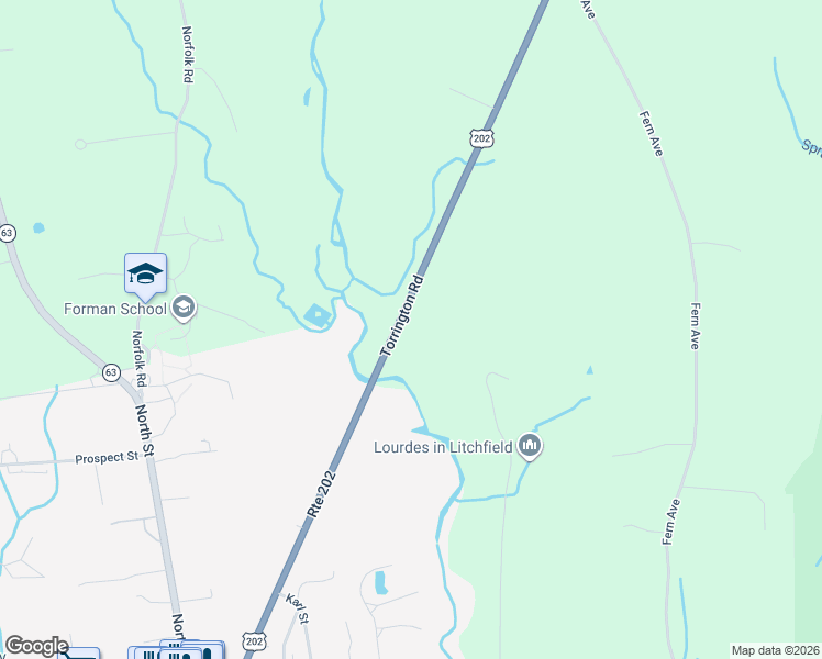 map of restaurants, bars, coffee shops, grocery stores, and more near 200 Torrington Road in Litchfield
