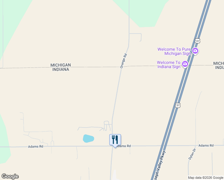 map of restaurants, bars, coffee shops, grocery stores, and more near 50998 Orange Road in Niles