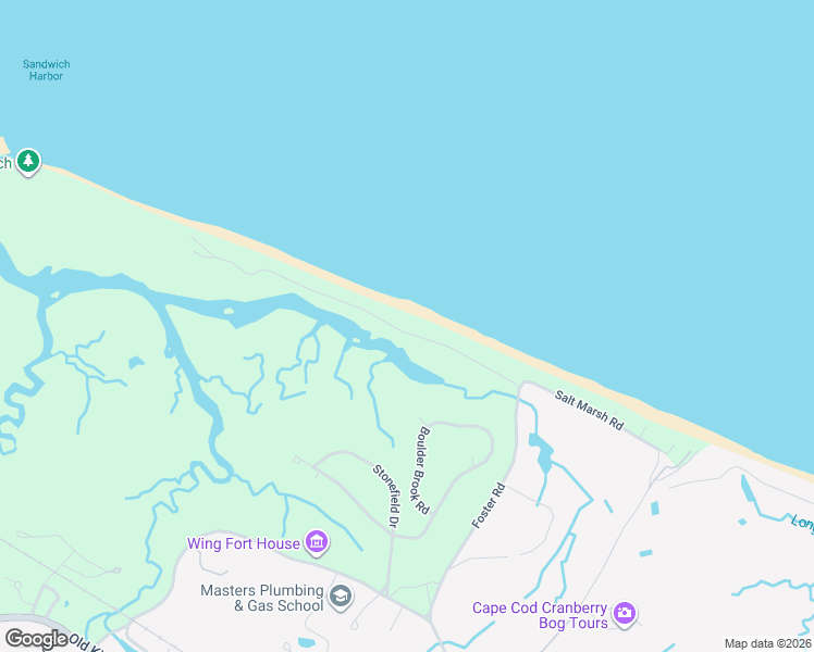 map of restaurants, bars, coffee shops, grocery stores, and more near 46 Salt Marsh Road in Sandwich