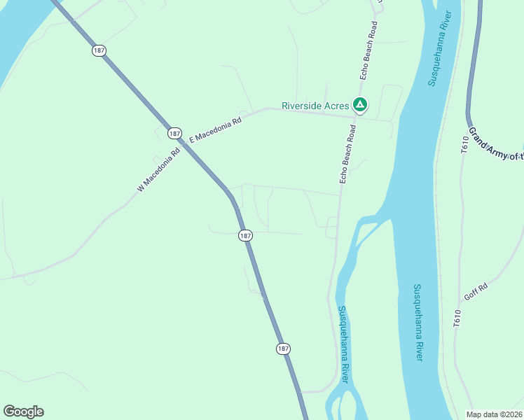 map of restaurants, bars, coffee shops, grocery stores, and more near 21186 Pennsylvania 187 in Towanda