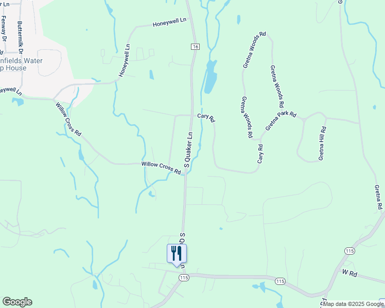 map of restaurants, bars, coffee shops, grocery stores, and more near 40 South Quaker Lane in Hyde Park