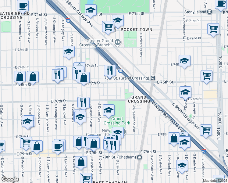 map of restaurants, bars, coffee shops, grocery stores, and more near in Chicago