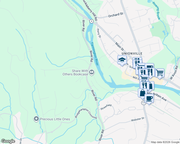 map of restaurants, bars, coffee shops, grocery stores, and more near 11 Hendrickson Lane in Farmington