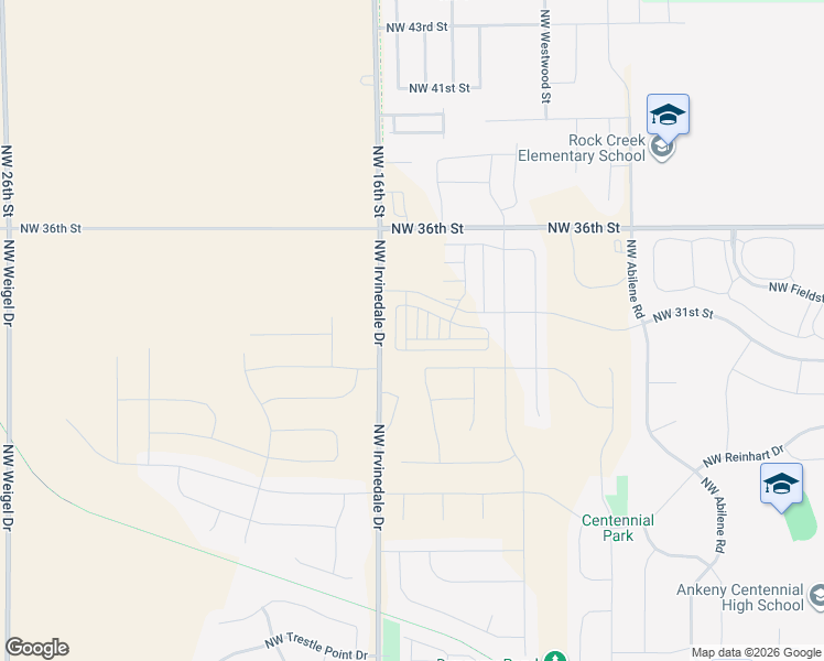 map of restaurants, bars, coffee shops, grocery stores, and more near 2827 Northwest 31st Street in Ankeny