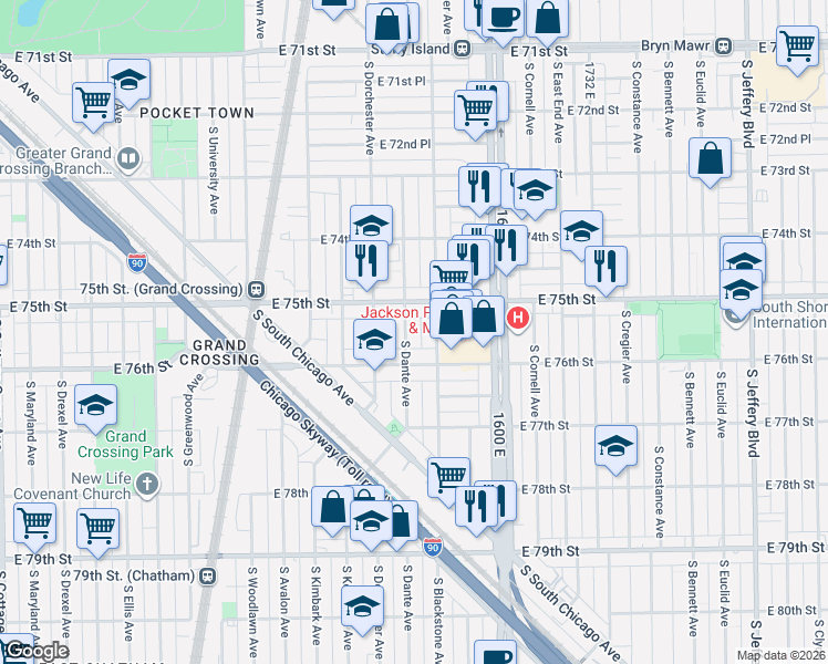 map of restaurants, bars, coffee shops, grocery stores, and more near in Chicago