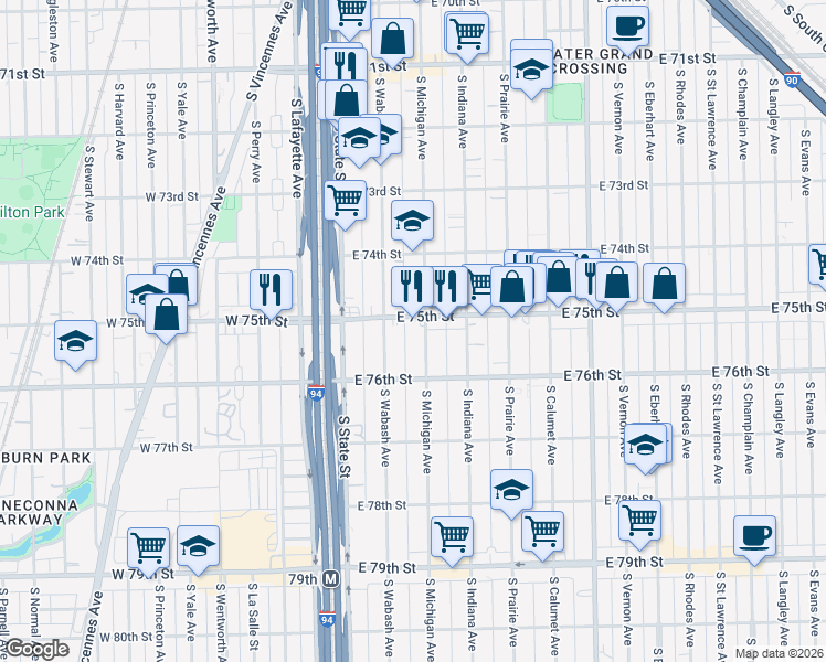 map of restaurants, bars, coffee shops, grocery stores, and more near in Chicago