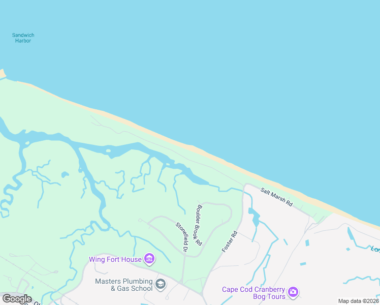 map of restaurants, bars, coffee shops, grocery stores, and more near 54 Salt Marsh Road in Sandwich