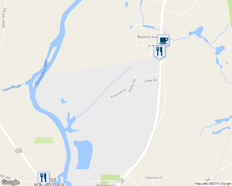 map of restaurants, bars, coffee shops, grocery stores, and more near 25 Pinecrest Drive in Plainfield